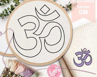 OM Spiritual Healing Punch Needle Pattern, Punch Needle Template -Nursery Art - Multiple Hoop Sizes Included!