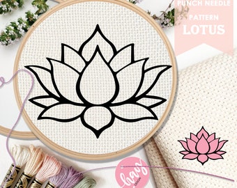 Lotus Flower Spiritual Healing Punch Needle Pattern, Punch Needle Template -Nursery Art - Multiple Hoop Sizes Included!