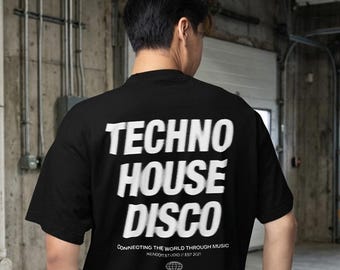 Techno x House x Disco Tee Black Comfort Colors Unisex