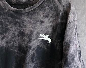 Washed [House] Flip Tee 100% Cotton Acid Wash Soft Tee Music Festival, Rave, EDM Festival, Concert Ready