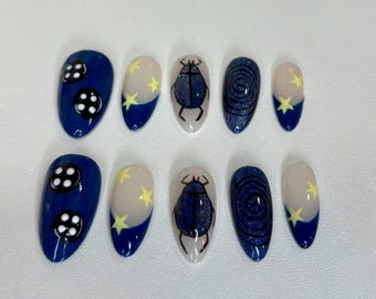 Coraline Press On Nails: Spooky Character Gel Almond Nails