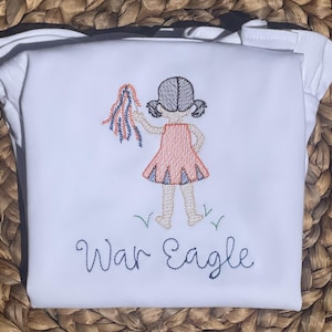 College Football Cheerleader - Bubble - Tee -  Embroidered - Personalized