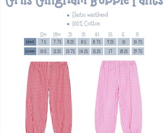 Pantalones de niña con volantes de burbujas - Pantalones de cuadros vichy - Rosa - Rojo - Bordado - Personalizado
