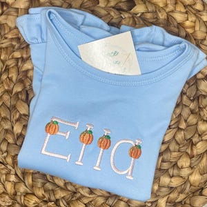 Pumpkin Name Shirt - Bubble - Tee - Embroidered