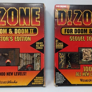 1990s D!ZONE Collectors Edition and D!ZONE 2 for DOOM Big Box Pc Games Cd Roms