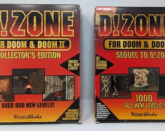 1990s D!ZONE Collectors Edition and D!ZONE 2 for DOOM Big Box Pc Games Cd Roms