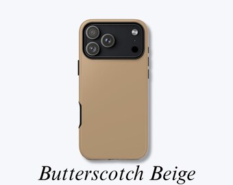 Beige Simple Phone Case, Solid Colour Protective Phone Cover, Impact-Resistant Case MagSafe Compatible - Butterscotch Beige Case