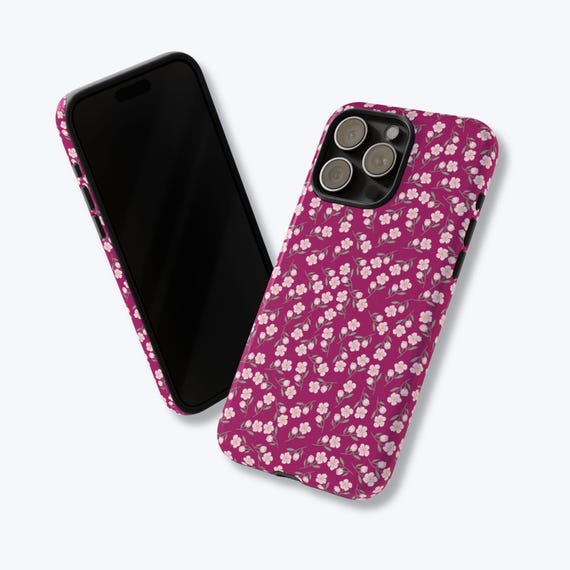 Magenta Purple Floral Phone Case, Small Pink Flowers iPhone Cover, Spring  Aesthetic - Meet Cute Case