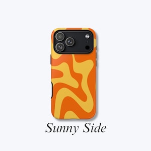 Orange and Yellow Swirl iPhone Case, Protective Impact-Resistant Hard Shell Phone Cover with Abstract Wavy Pattern - Sunny Side Case