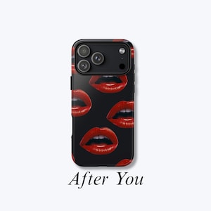 Red Lips Phone Case, Black iPhone Case, Bold Glamorous Design, Lips Art Case, MagSafe Compatible - After You Case