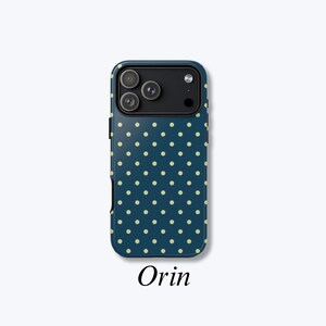Polka Dots Phone Case, Midnight Blue Protective Cover, MagSafe Compatible Hard Shell, Snug Fit - Orin Case