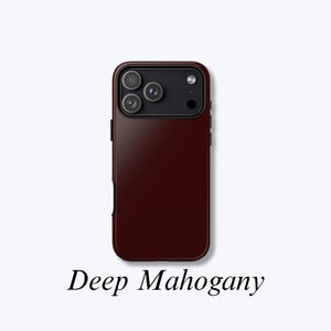 Custodia protettiva per telefono in rosso vino scuro compatibile con la ricarica wireless MagSafe, custodia resistente agli urti - Custodia in mogano scuro