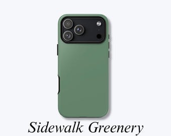 Capa de celular verde simples, capa protetora de cor sólida, capa resistente a impactos compatível com MagSafe - Capa com estampa de vegetação na calçada