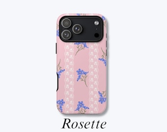 Floral Lace iPhone Case, Pink Flower Phone Case, Vintage Aesthetic Cover, Coquette-Style Case - Rosette Case