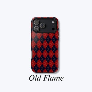 Red and Navy Argyle Phone Case, Classic Preppy Diamond Pattern, Varsity Knit Inspired Phone Case - Old Flame Case