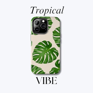 Tropical Monstera Leaf Case for iPhone 15, 14, 13, 12, 11, Pro Max, Mini, Botanical Plant Phone Cover, Green Aesthetic Case, Nature-Inspired