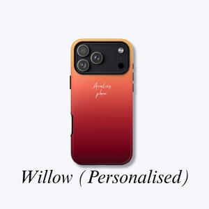 Personalised Name in Italic Font, Ombre Pattern iPhone Case Compatible with MagSafe, Red and Orange Gradient Cover - Willow Case