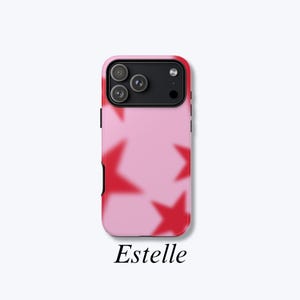 Red Blurred Stars Phone Case: Protective iPhone Case, Retro Pattern Design, Pink Phone Case - Estelle Case