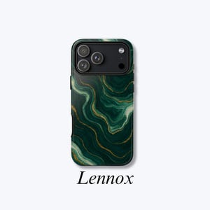 Green Marble iPhone Case, Elegant Emerald Stone Effect Protective Phone Cover, Snug Fit - Lennox Case