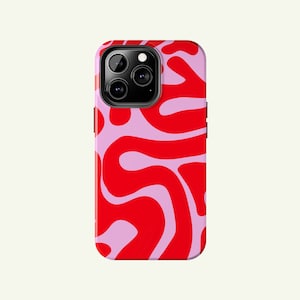 RED WAVES Vibrant iPhone Case, Abstract Phone Cover for iPhone 14 Plus, 13 mini, 12 Pro Max, 11 Pro & More, Cute Phone Accessories Gift Idea