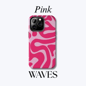 PINK WAVES Phone Case, Swirl Abstract Case for iPhone 16, 15, 14, 13, 12 & More, Aesthetic Fashion Tech Accessories, Eye-Catching Phone Case
