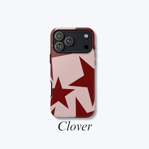 Deep Red Stars Protective iPhone Case, Hard Shell Impact-Resistant Phone Cover Compatible with MagSafe - Clover Case