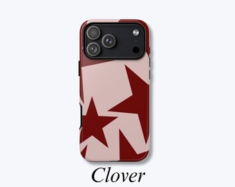 Capa protetora para iPhone com estrelas vermelhas, capa rígida resistente a impactos, compatível com MagSafe - Clover Case