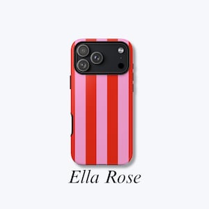 Pink and Red Striped iPhone Case, Vibrant Phone Cover Compatible with Magsafe, Durable Everyday Cover - Ella Rose Case