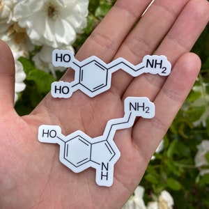 Dopamine and Serotonin Molecule Sticker | Water-Resistant Vinyl