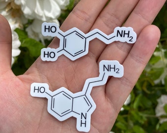 Dopamine and Serotonin Molecule Sticker | Water-Resistant Vinyl