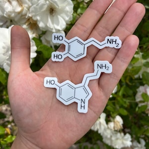 Dopamine and/or Serotonin Molecules Stickers | Get Your Dopamine and Serotonin Boost :) | waterbottle, laptop, notebook, etc!
