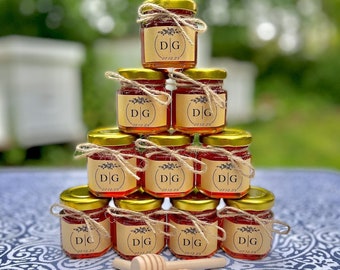 Honey Jar Wedding Favors - Mini Honey Jar Party Favors - Bridal Shower Honey Favor - Honey Pot Favors For Guests - Wedding Shower Favor