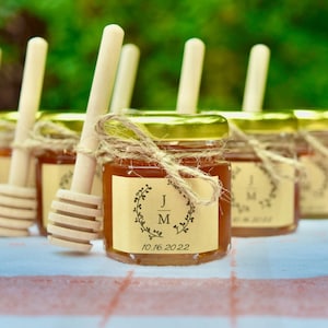 Honey Jar Wedding Favors - Mini Honey Jar Party Favors - Bridal Shower Honey Favor - Honey Pot Favors For Guests - Wedding Shower Favor