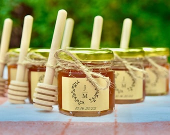 Honey Jar Wedding Favors - Mini Honey Jar Party Favors - Bridal Shower Honey Favor - Honey Pot Favors For Guests - Wedding Shower Favor