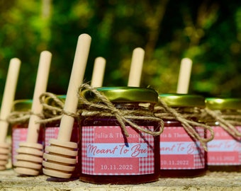 Honey Jar Wedding Favors - Mini Honey Jar Party Favors - Bridal Shower Honey Favor - Honey Pot Favors For Guests - Wedding Shower Favor