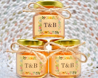 Honey Jar Wedding Favors - Mini Honey Jar Party Favors - Bridal Shower Honey Favor - Honey Pot Favors For Guests - Wedding Shower Favor