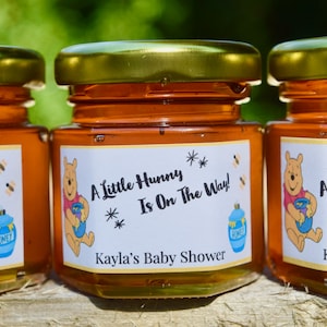 Winnie The Pooh Honey Favors - Mini Honey Jar Party Favors - Baby Shower Honey Favor - Honey Pot Favors For Guests - Pooh Bear Favor