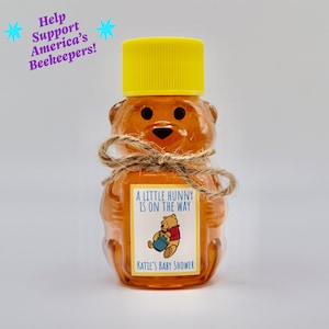 Bomboniere per feste Honey Bear - Bomboniere per baby shower per gli ospiti - Bomboniere nuziali - Bomboniera - 2oz Miele millefiori puro - Bomboniera carina