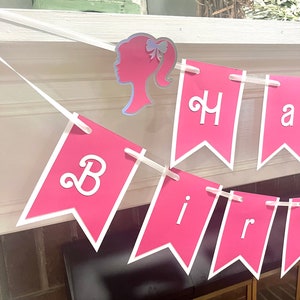 Barbie birthday party banner, Barbie birthday decorations, Barbie birthday party, hot pink birthday banner