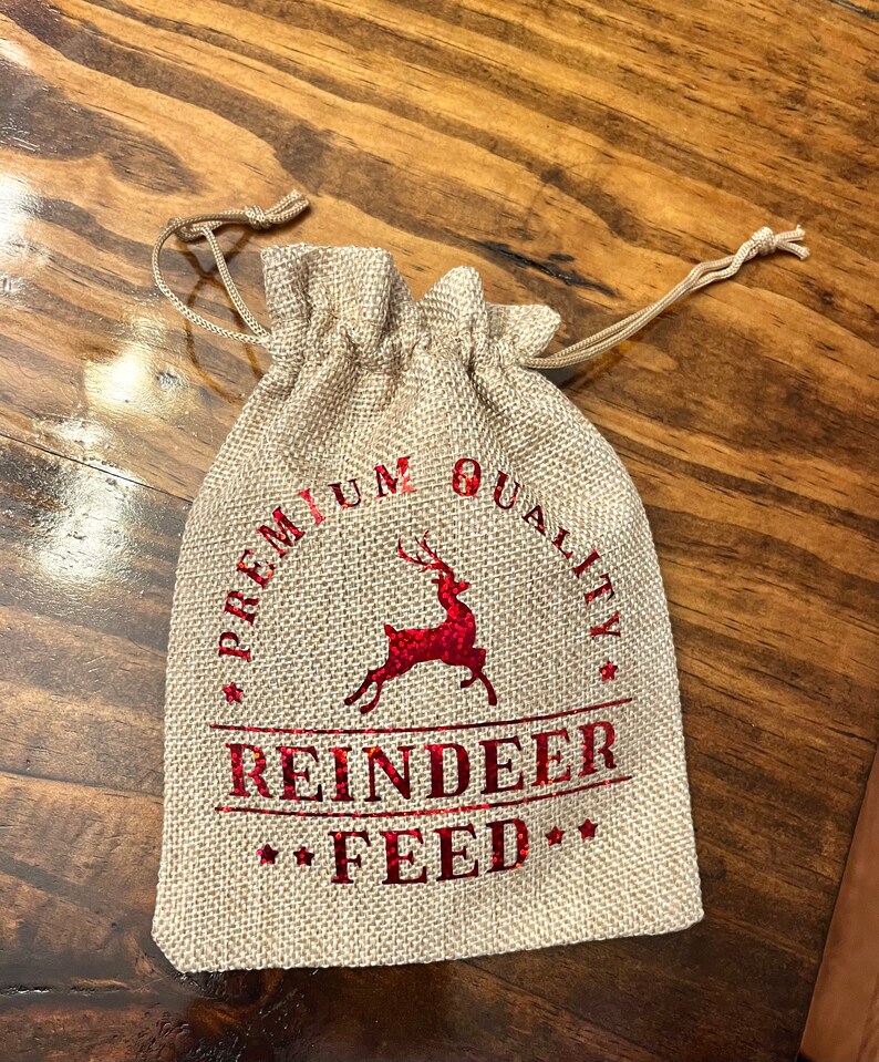 Reindeer Feed Bag, Burlap Reindeer Food Bag, Christmas Tradition Reindeer Feed, Reindeer Feed