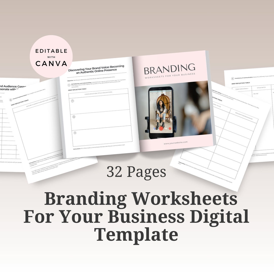 Business Branding Worksheet Editable Canva Digital Template, Business ...