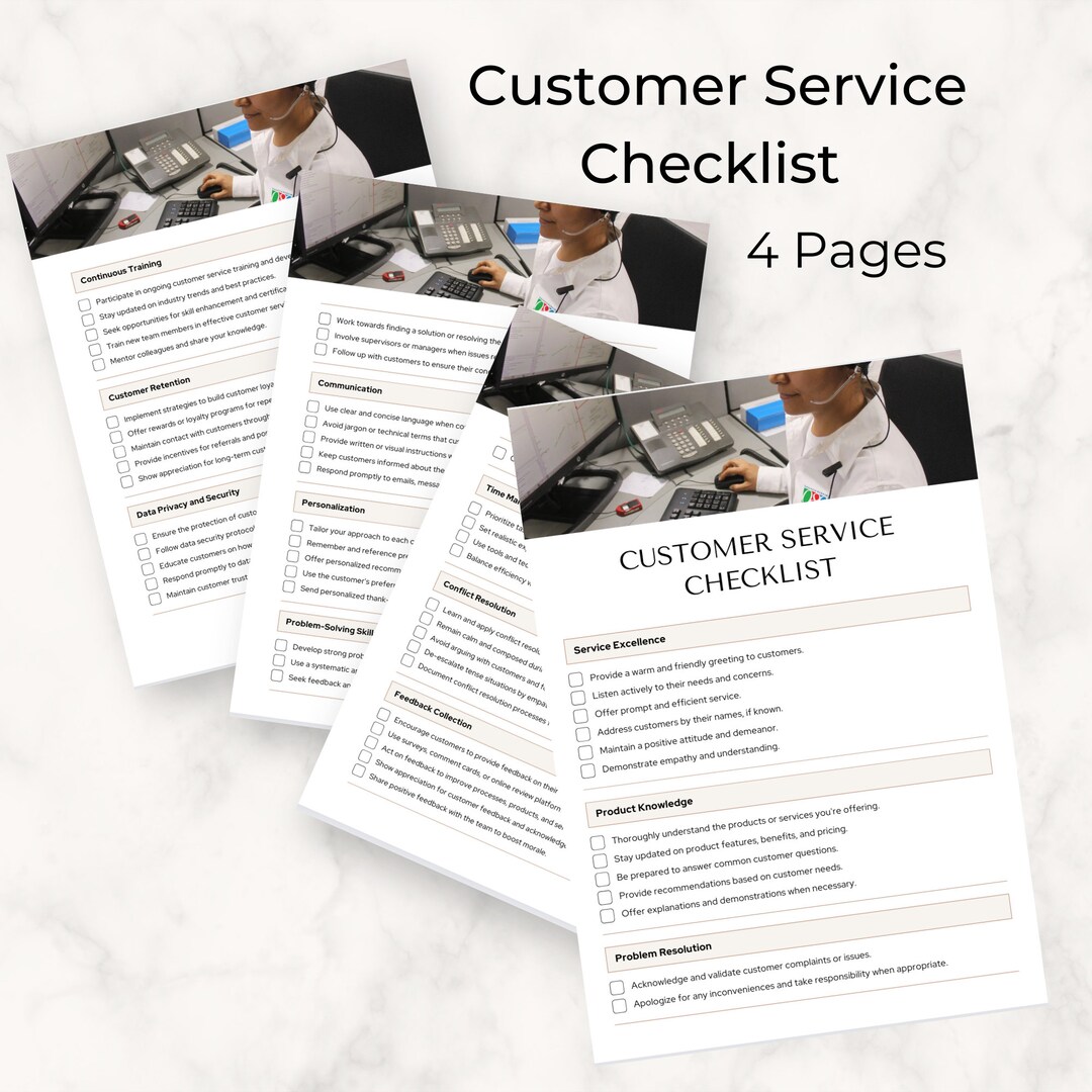 Customer Service Checklist, Workbook Template, Customer Guides ...