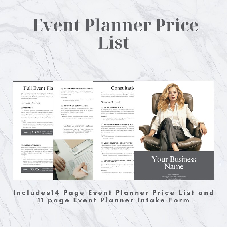 Event Planner Price List, Pricing Sheet, Intake Forms, Party Planner ...