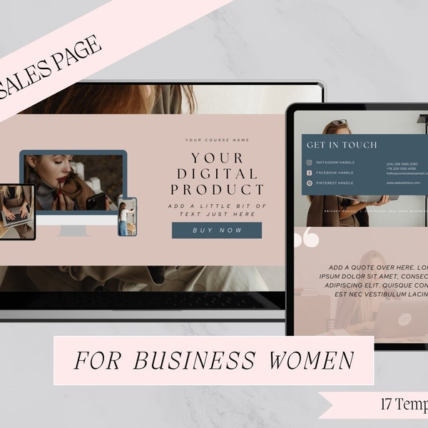 Sales Page Website, Sales Page Website, Course Creator Canva, Canva Website, Editable Sales Page, Instant Download, Website Template