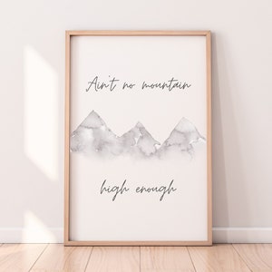 Marvin Gaye Lyrics Wall Art - &#39;Ain&#39;t No Mountain High Enough&#39; Inspirational Quote, Digital Print, Gift for Music Lovers