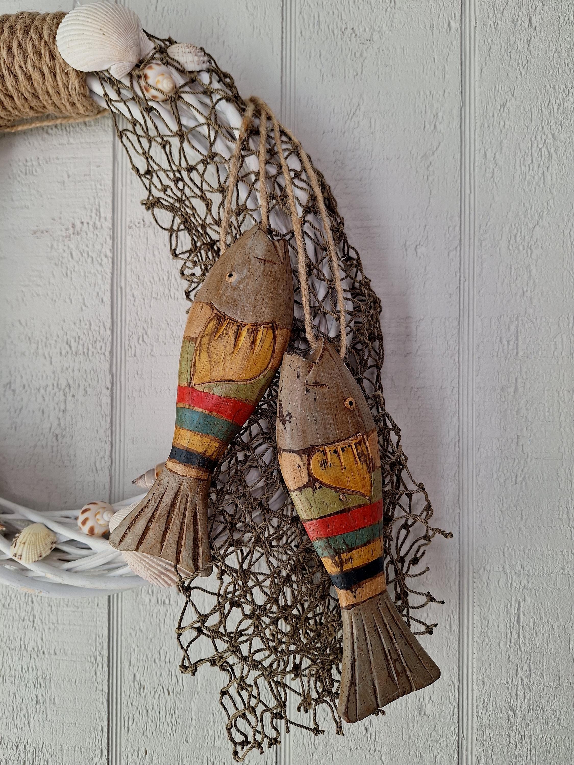 Beach Wreath With Seashells and Fish, Coastal Nautical Decor, Lake ...