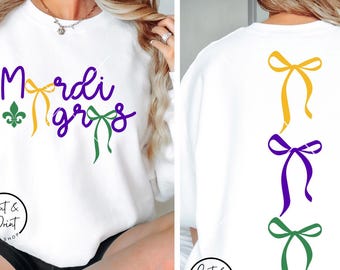 Mardi Gras SVG, Mardi Gras PNG, Fiocchi Mardi Gras multicolore PNG, Download immediato SVG, Stampa, File DtF