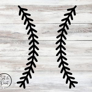 May include: Black vector graphic of two stylized leaf branches, arranged diagonally on a light wood grain background. The branches are symmetrical and feature a series of small, pointed leaves. The image includes a circular logo with the text "Cut & Print SVG Shop."