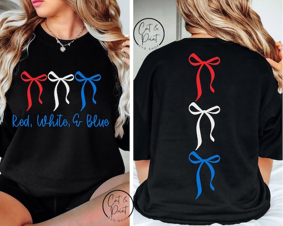 4thOfJuly SVG, 4th Of July PNG Red White And Blue Coquette Bows SvG, Front & Back SVG Instant Download, Cricut Cut File, Silhouette Cut File