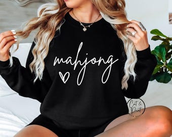 Mahjong SVG, Mahjong PNG, Mahjong con corazón SVG, Png en blanco y negro, Descarga instantánea, Archivo de corte Cricut, Archivo de corte Silhouette, Archivo UV DTF